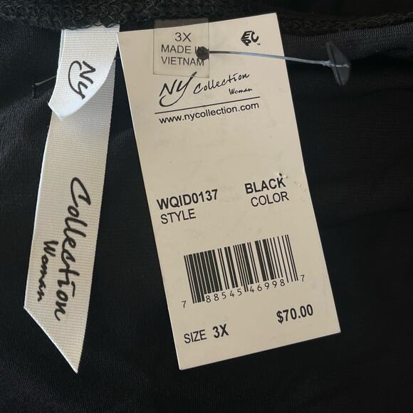 NY Collection 3X-Large Midi A-Line Dress 3/4 Sleeve Stretch Ruched Waist Black - Picture 11 of 11